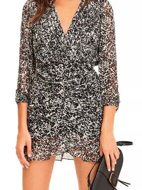ba&sh Ezra Ruched Ruffle Chiffon Mini Dress | XS